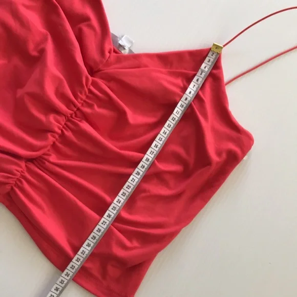 GAZE womens L spaghetti strap ruched red top NEW stretchy fabric - Picture 10 of 15